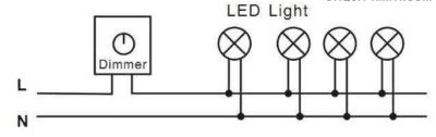 Diagrama de cableado para atenuar a múltiples lámparas LED