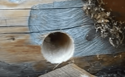 Дупка в дървената стена