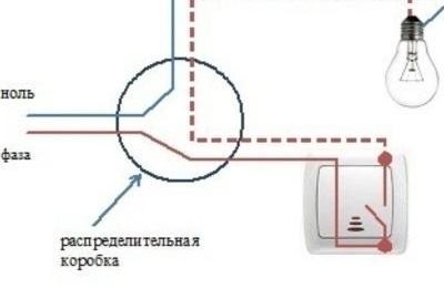 Схематична схема за свързване на ключ с един ключ